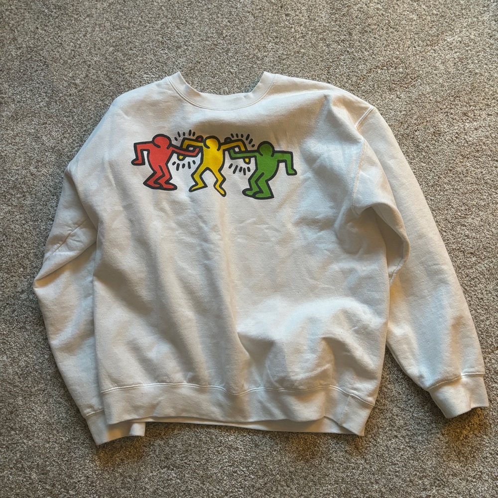 Keith Haring art white crew neck